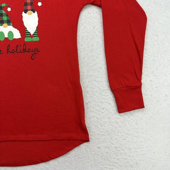 Modern Canvas Christmas Shirt Womens Small S Red Gnome for the Holidays - Picture 6 of 12